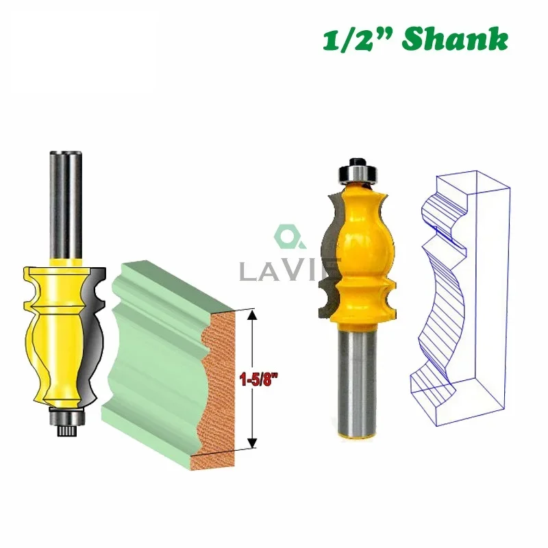 1/2 inch Shank Molding Router Bit Line Face Cutter for Wood Architectural Milling Cutters Carbide Woodworking Tools