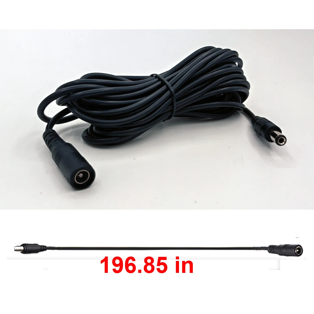 196.8in/ 5M 5.5mm*2.1mm DC Power Connector Extension Cord Jack Adapter Lead Cable DC Female Male Extension External Plug JIENUO