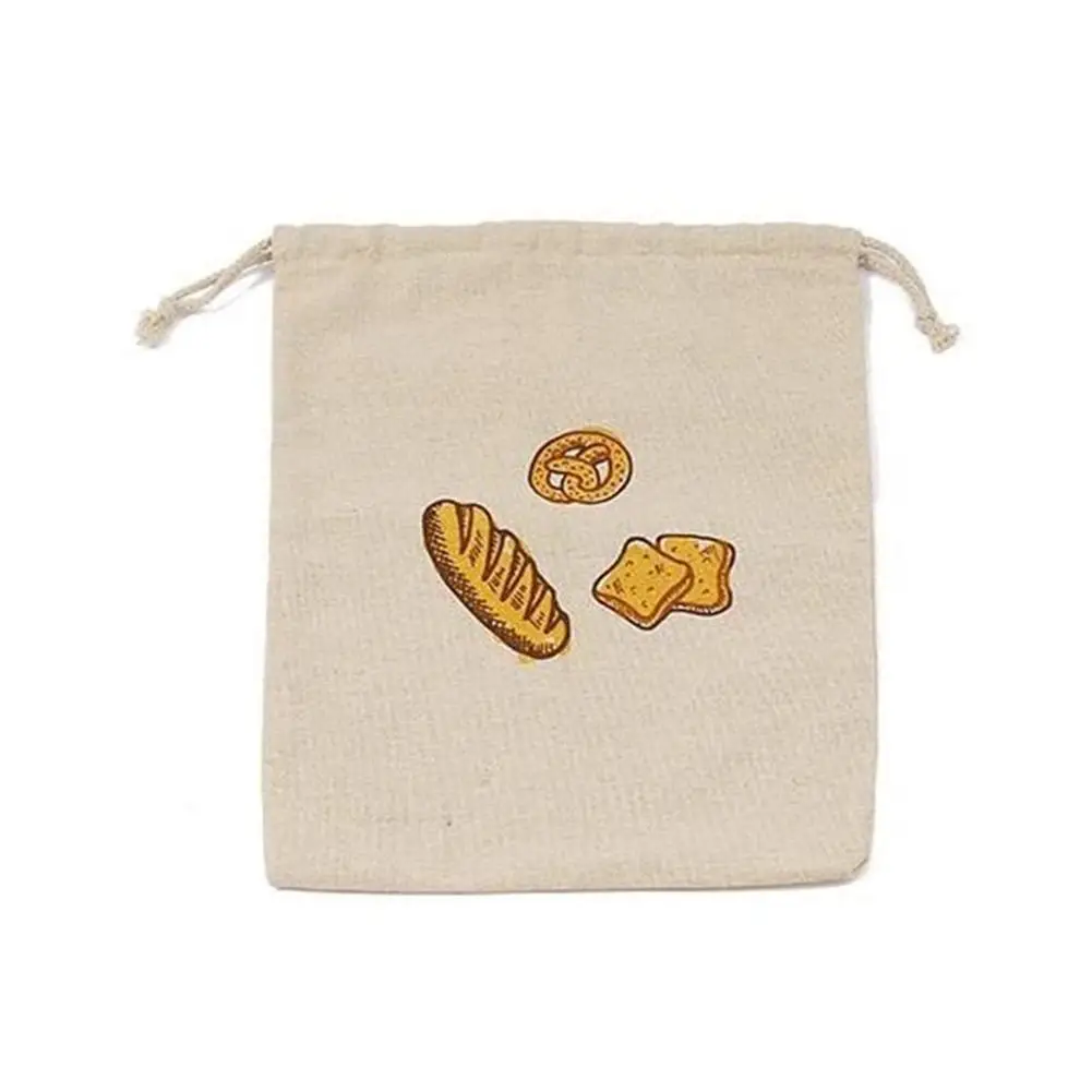 Bolsa de lino para pan, bolso de algodón reutilizable con cordón para almacenamiento de pan, bolsas caseras de lino para pan fresco, H4K0