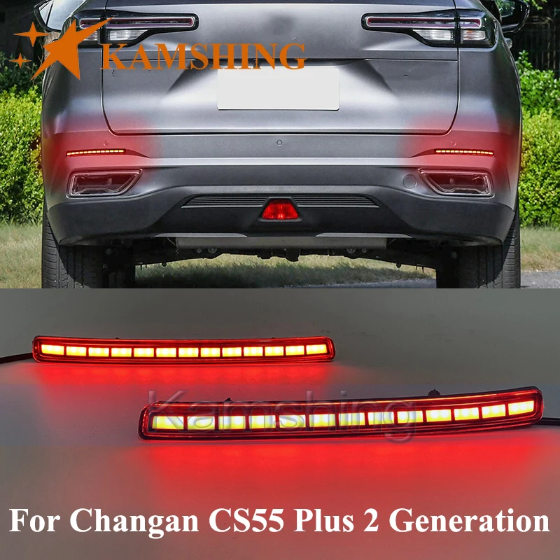 CAPQX a pair LED Rear Bumper Light For Changan CS55 Plus 2 Generation LED Streaming Lamp Rear Brake Light Stop Lamp