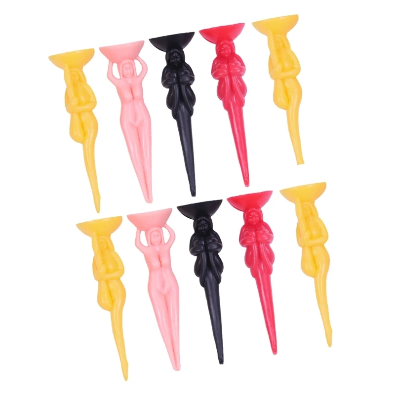 2025 New 10Pcs Plastic Nude Lady Golf Tees Replacement Training Practice Tees Enduring