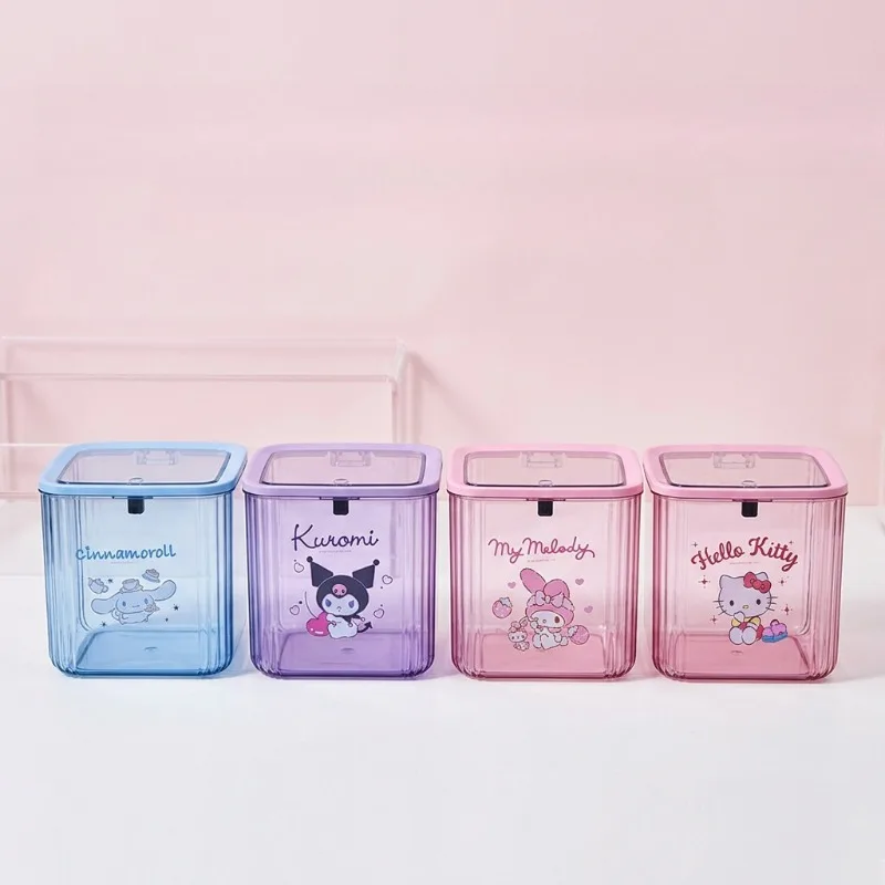 Avant-garde cartoon print desk storage box cute pattern mini desk trash can pen holder storage box ladies office dormitory gift view 2