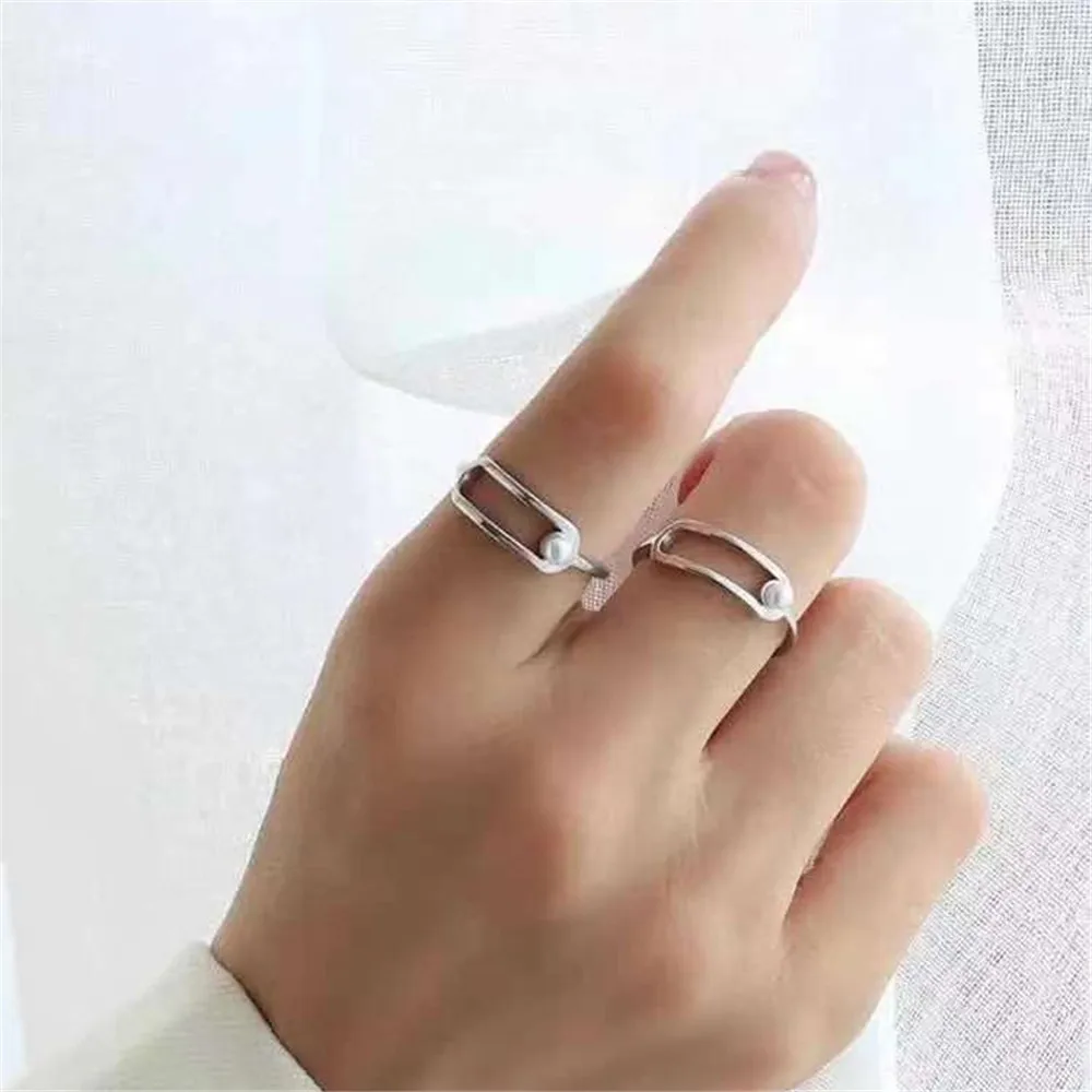 DIY Pearl Ring Gadgets S925 Sterling Silver Ring Empty Holder Gold Silver Ring Silver Holder Fit 4-5mm Beads Z094