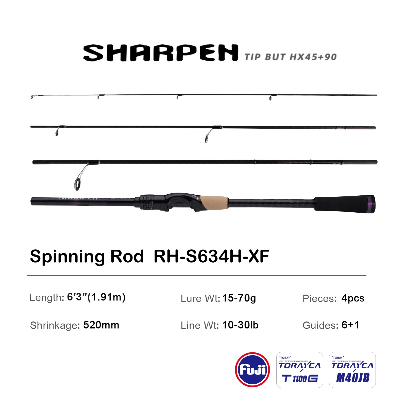 PURELURE SHARPEN Travel Soft Lure Long Spinning and Casting XF/MF Action Rods FUJI Components Bass Pike Rod Angelrutenrolle