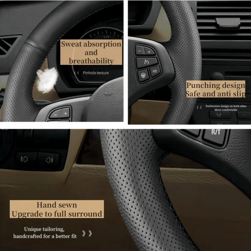 Car Steering Wheel Cover Faux Leather Breathable For Mitsubishi Pajero Old Mitsubishi Pajero Sport Steering Wheel Braiding Cover
