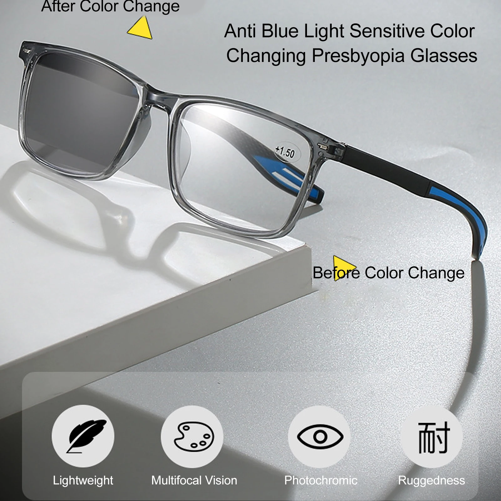 Presbyopie-Brille, kurzsichtig und weitsichtig, doppelter Verwendungszweck, blaues Licht blockierende Lesebrille zum Lesen, Lesebrille