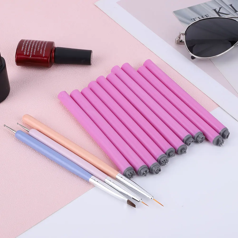 Neue Nail art Stempel Stift Set Floral Schmetterling Muster Nagel Graffiti Stift Blume Malerei Zeichnung Nagel Pinsel Stempel Stift Maniküre Werkzeug