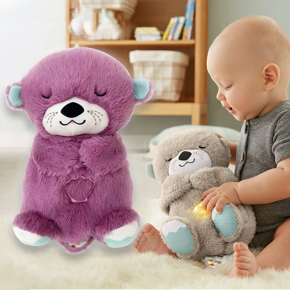 Neue Baby Breath Baby Bär Beruhigt Otter Plüsch Spielzeug Puppe Spielzeug Kind Beruhigende Musik Schlaf Begleiter Sound Und Licht Puppe Spielzeug Geschenke