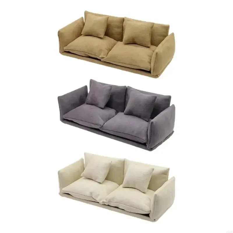 Mẫu ghế sofa Loveseat Mô hình nhà búp bê bằng gỗ thu nhỏ Mô hình tiết Nội thất tỷ lệ 1/12 dành cho nhà sưu tập 15UB