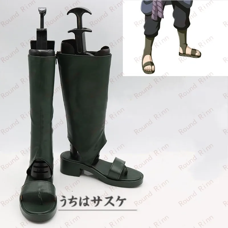

Обувь для косплея JP Anime Uchiha Sasuke, черные ботинки ручной работы из искусственной кожи
