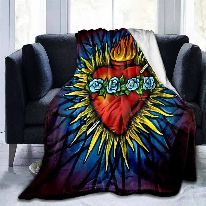 

3D Sacred Heart of Jesus printed blanket flannel blanket, anti-pilling blanket for bed, sofa, living room and bedroom