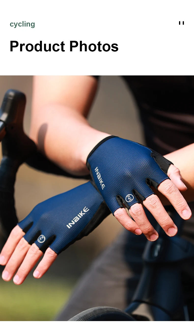 INBIKE Halbfinger-Fahrradhandschuhe für Herren Stoßdämpfende Atmungsaktive Sommerhandschuhe für Mountainbike Rennrad Rutschfeste Fahrradhandschuhe – Detail 13
