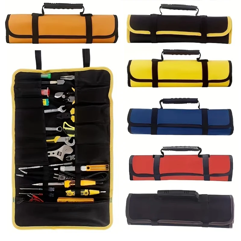 22 Pockets Oxford Canvas Folding Wrench Roll UP Storage Bag Tools Waterproof Hand Roller Electrician's Multi-Pocket Tool Pouch