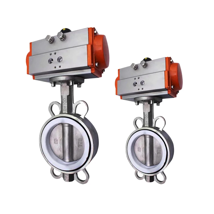 Pneumatic Operated Actuator Flow Control Wafer Flange End Lug Connected butterfly Valve with Double Single Acting Mode