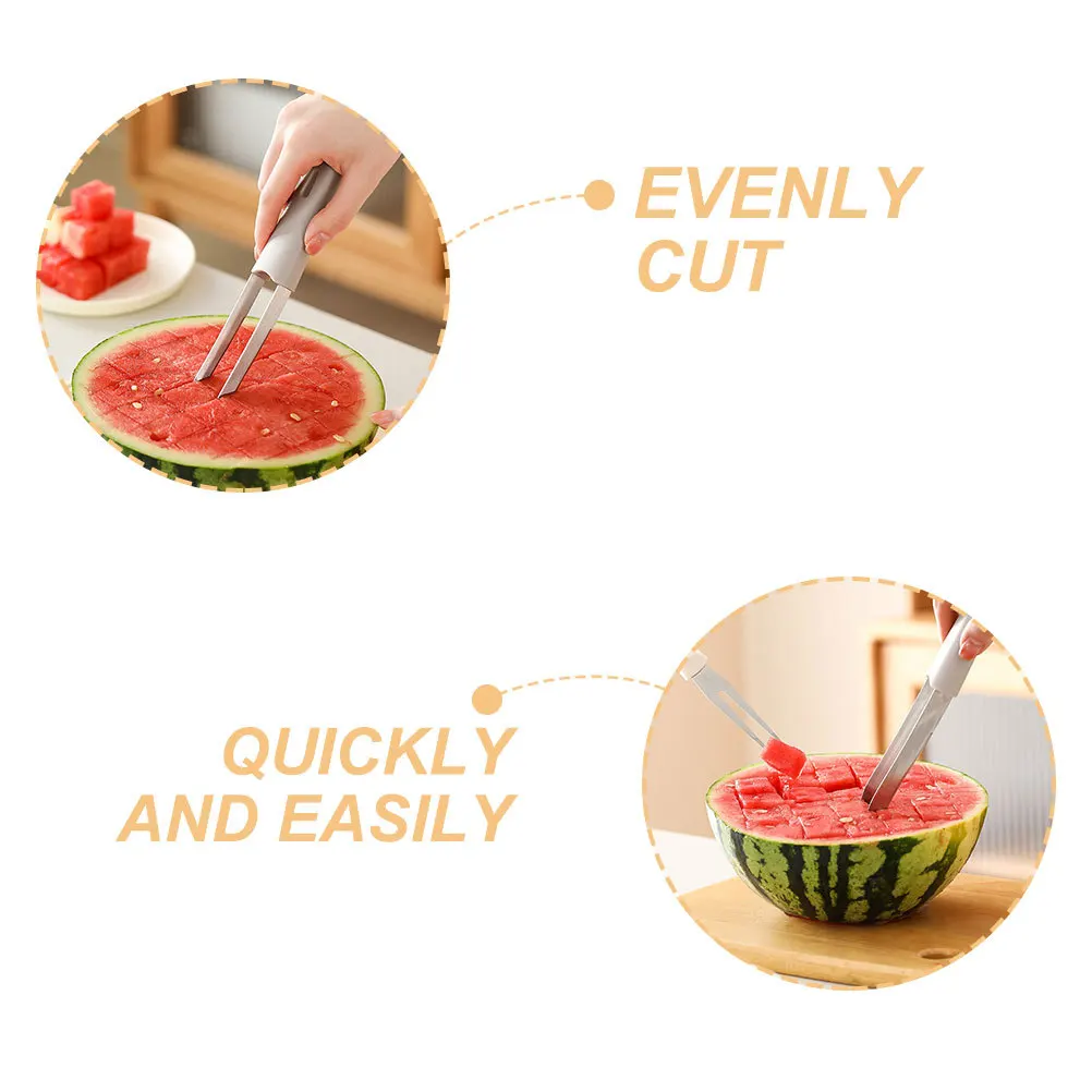 

1Set Handheld Watermelon Slicer Stainless Steel Fruit Cutter Kitchen Gadget for Easy Cutting and Slicing Watermelon and Other