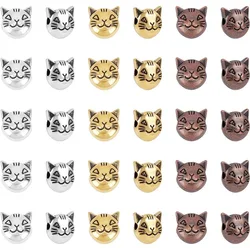 120pcs 3 Colors Cat Spacers Beads Tibetan Kitten Loose Beads Animal Head Metal Beads for Earring Bracelet Necklace Jewelry