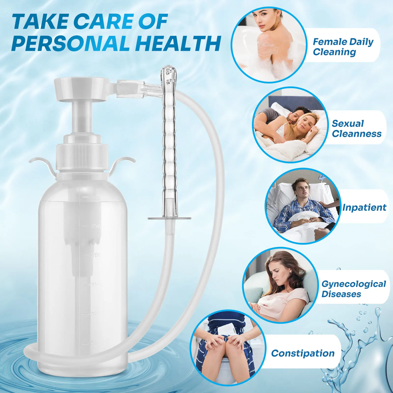 300 مللي المؤنث المهبل الدوش الشرج الدوش نظافة حقنة شرجية الشرج المهبل تنظيف عدة حقنة شرجية زجاجة مضخة حقنة شرجية زجاجة للنساء الفتيات