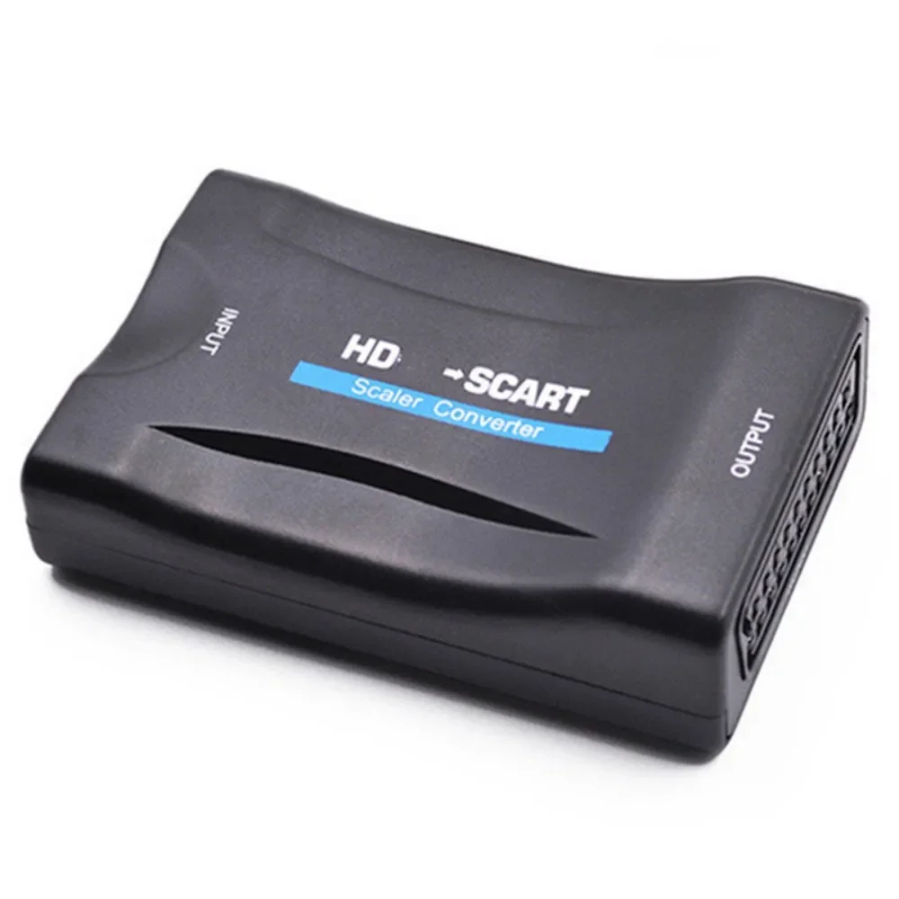 1080P HD to SCART Video Audio Upscale Converter Adapter with USB Cable for HDTV Sky Box STB DVD