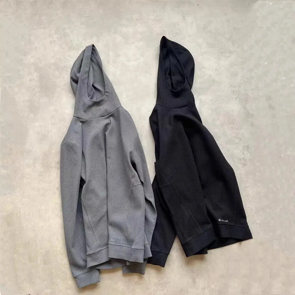 

Футболка с капюшоном Snow Peak из вафельного трикотажа с длинным рукавом, повседневная, базовый слой, в японском минималистичном стиле, унисекс