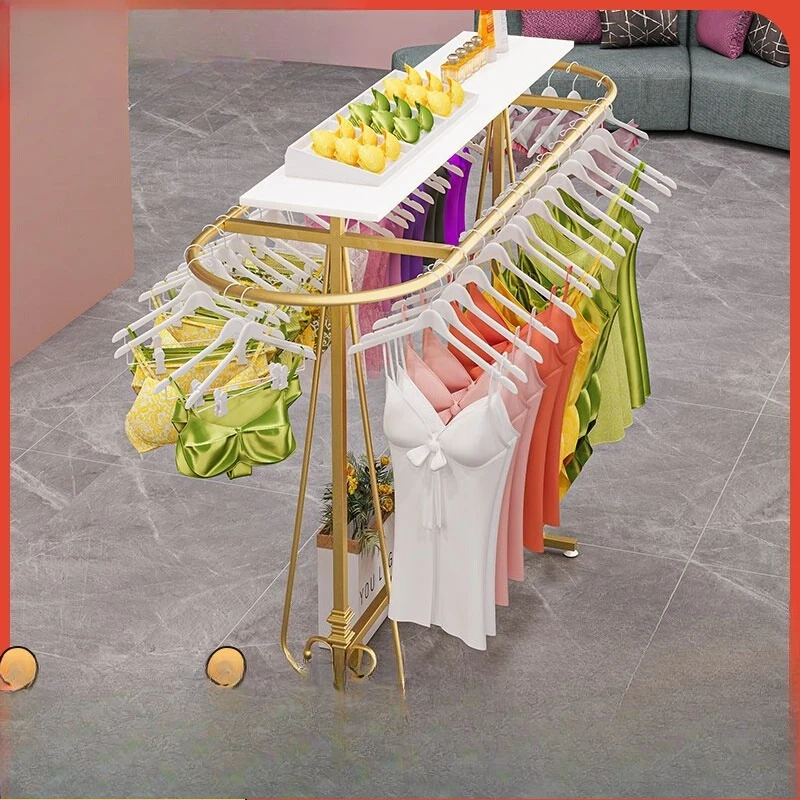 

Swimsuit display rack Creative round Nakajima double-row wrought iron gold underwear swimsuit hanger clothing store display rack
