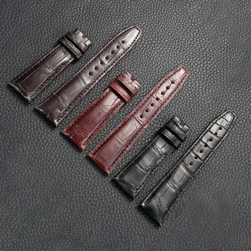 21 مللي متر 22 مللي متر حزام جلد التمساح ل IWC البرتغالية الطيار الرجال سوار استبدال شريط للرسغ سوار أسود بني #3