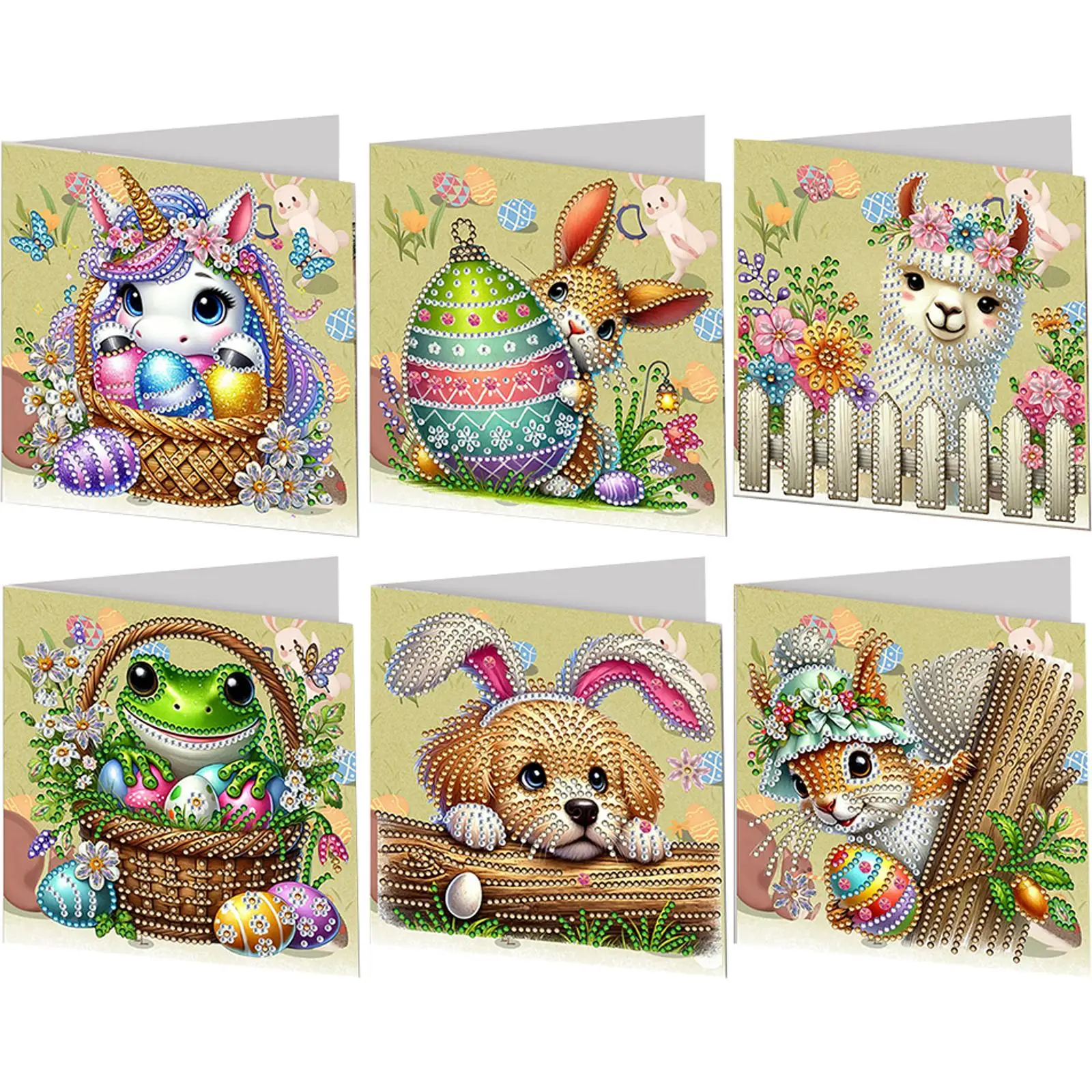 

Набор из 6 открыток для алмазной вышивки с пасхальным принтом, стразами и мозаикой для праздников и торжеств