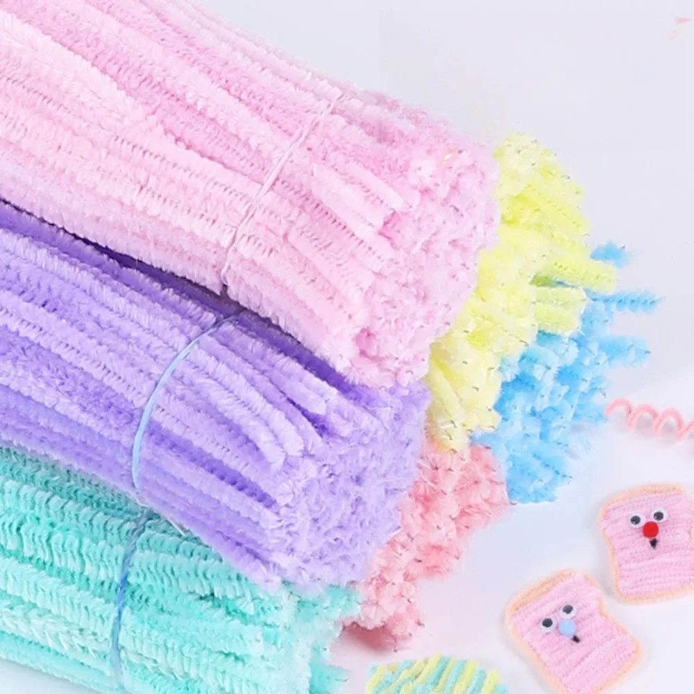 100 PC Plush Stick สีสัน Chenille ลําต้นท่อทําความสะอาดตุ๊กตา Tinsel Stem สาย Twist Stick ผม DIY CRAFT ของเล่นเพื่อการศึกษา