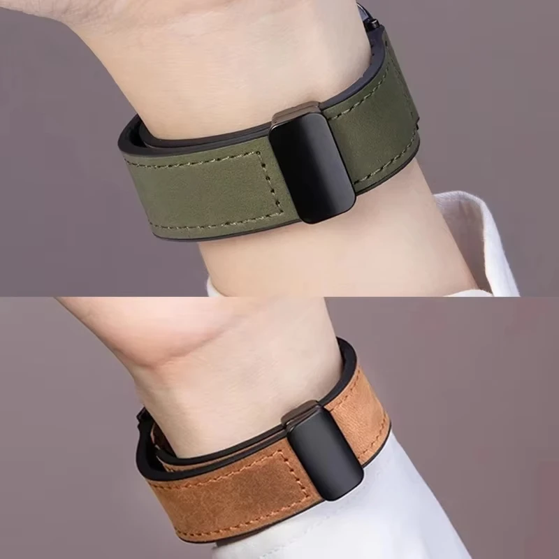 حزام سيليكون جلدي مغناطيسي لساعة سامسونج جالاكسي 7 6 5 4 واقي شاشة لهاتف سامسونج جالاكسي 40 مللي متر 44 مللي متر سوار رياضي