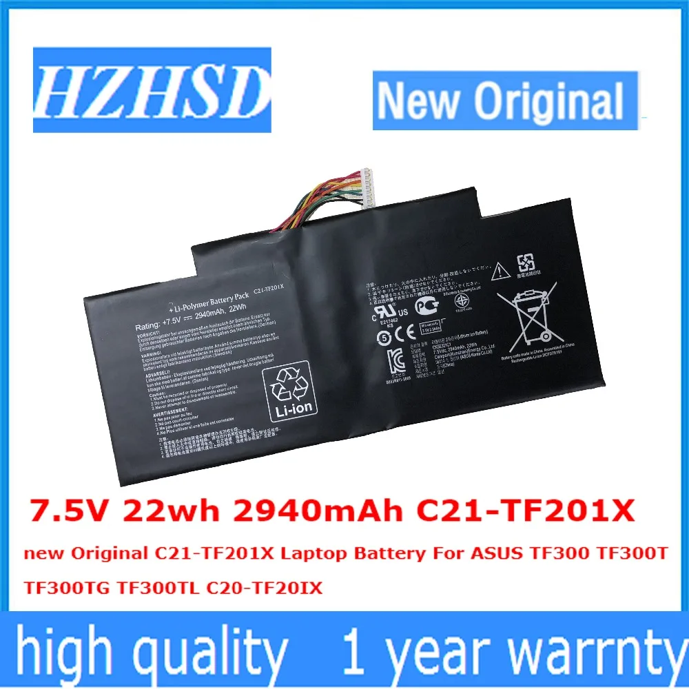 Nova Original Bateria do Portátil para Asus Tf300 Tf300t Tf300tg Tf300tl C20-tf20ix 7.5v C21-tf201x 22wh 2940mah