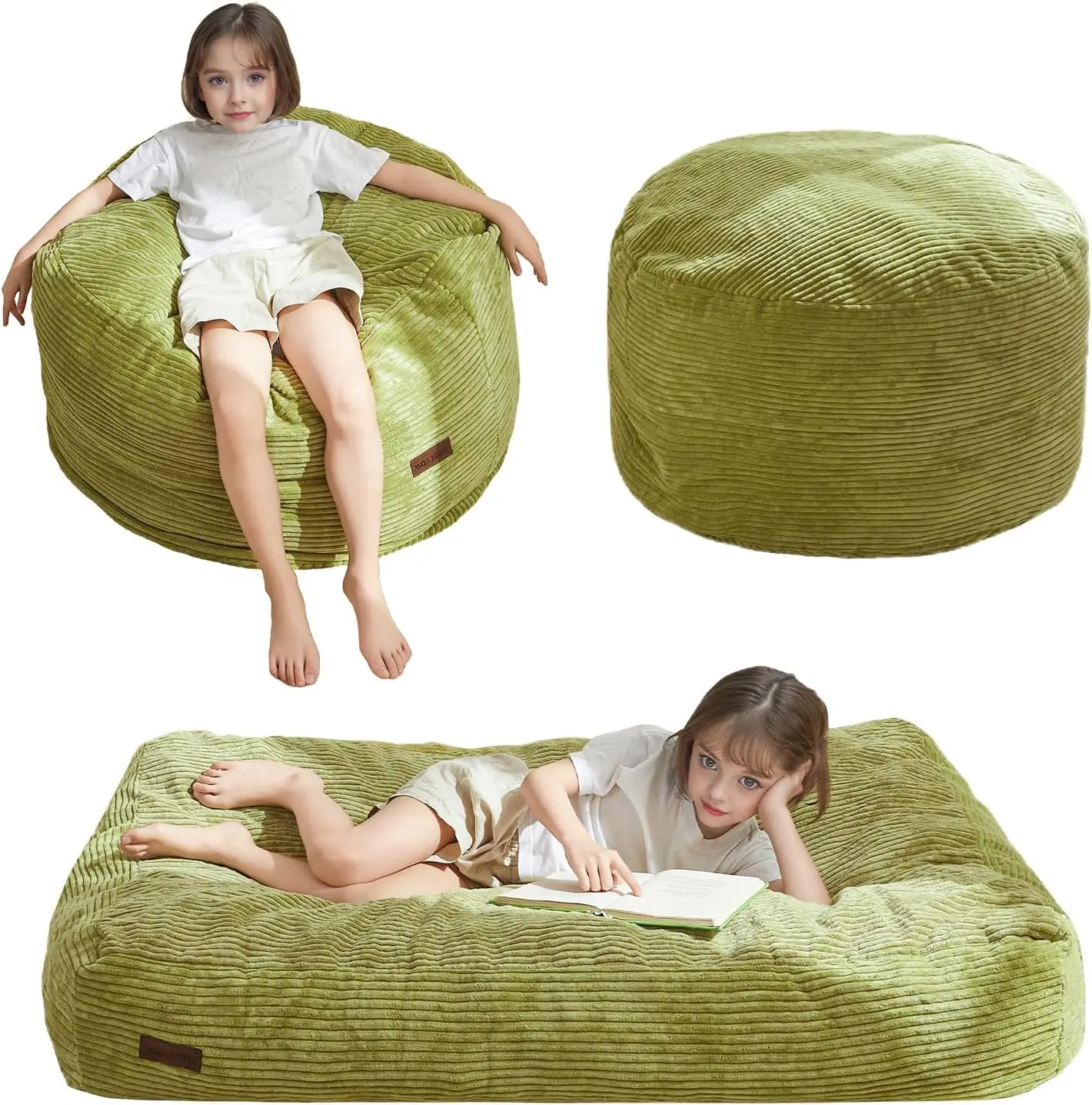 

Bean Bag Chair Bed, Convertible Bean Bag Folds From Lazy Chair To Floor Mattr Bed, Hine Washable Corded Fabric, Floor Sofa