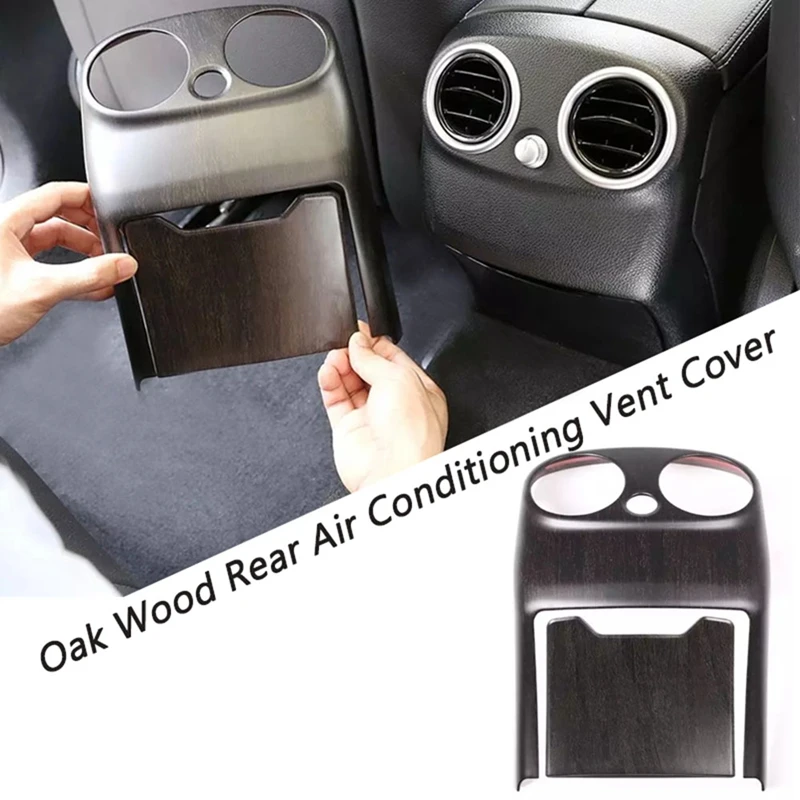 Oak Wood Car Rear Air Conditioning Vent Cover Armrest Box Kick Guard For Mercedes Benz C Class W205 2015-2018