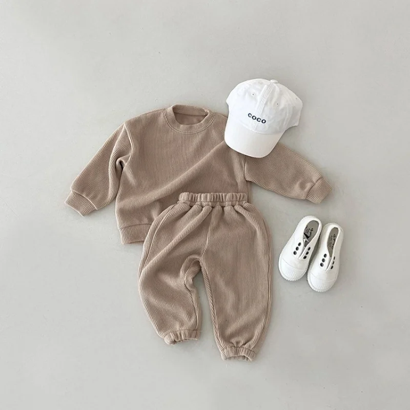 

Solid Color Children's Clothes Set Outfits for Girls Boys Casual Clothing Long Sleeve Baby Kids Sweatshirt Trousers Suit