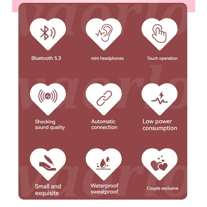 جديد عصري بلوتوث سماعة رأس لاسلكية على شكل قلب TWS سماعة المرأة على شكل قلب داخل الأذن سماعات الأذن زوجين سماعة Presen #5