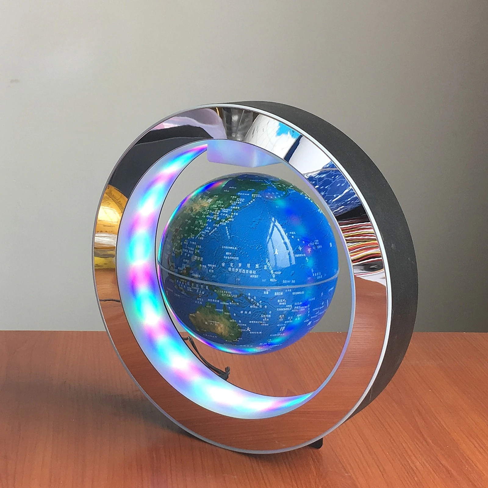 Globo Flotante de 4 Pulgadas con Mapa del Mundo, Lámpara LED Giratoria, Lámpara de Noche, Globo Magnético