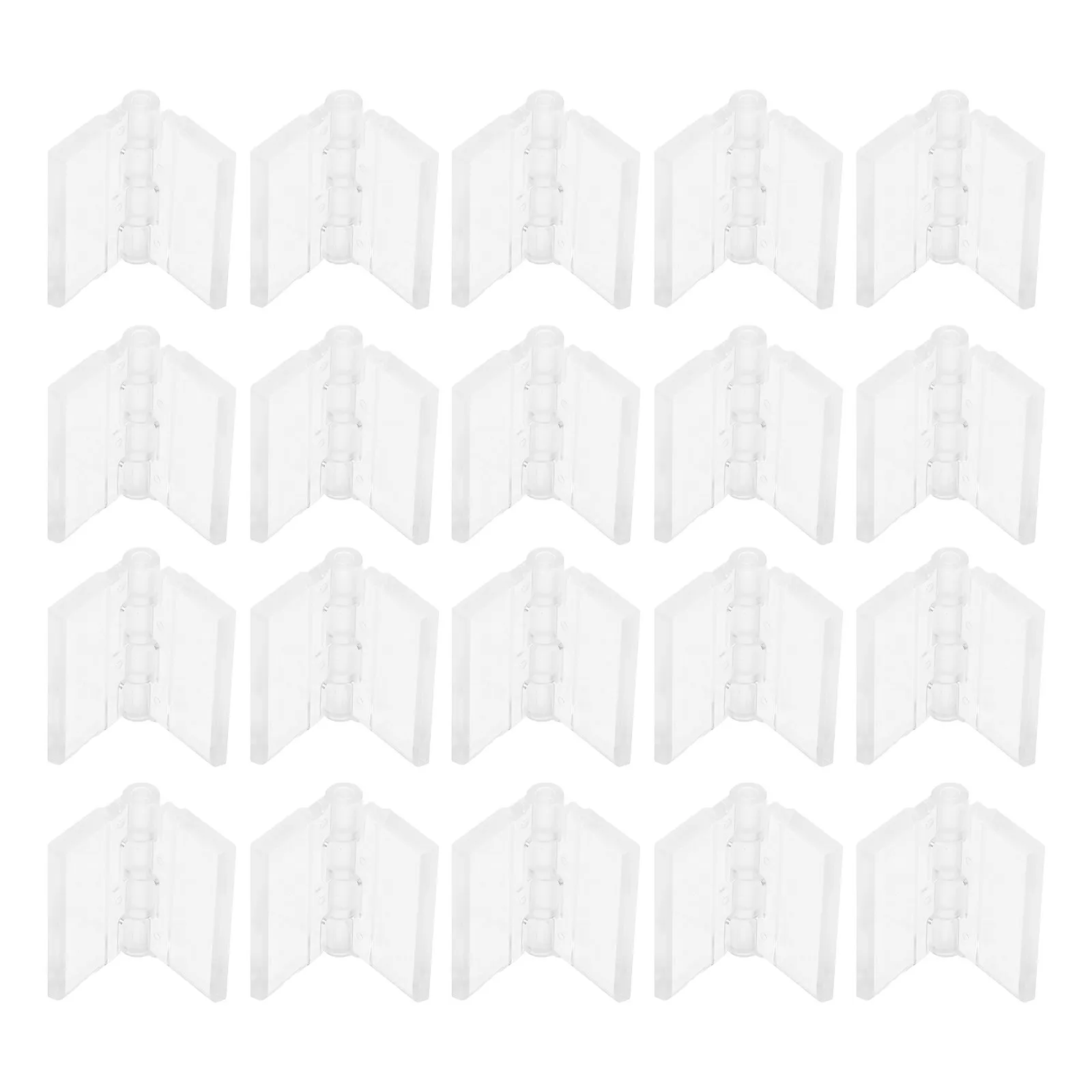 20Pcs Clear Frosted Acrylic Hinges 32x38mm Elegant Modern Tiny Piano Hinge for Kitchen Cabinets Wardrobes Pantry Storage