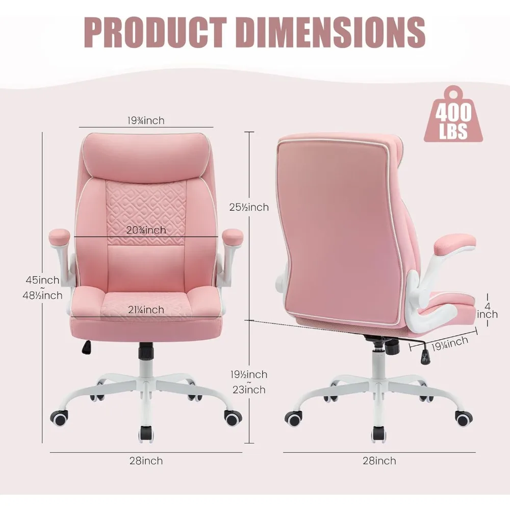 كرسي مكتب جلدي، كرسي مكتب كمبيوتر مع دعم قطني، تعديل الارتفاع، كراسي مهام حصرية مريحة 400 رطل مع Pa #2