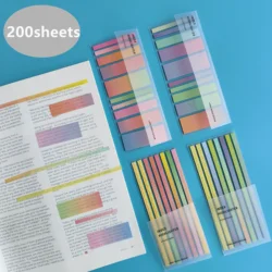 200 Sheets Stickers Posted It Transparent Sticky Notebook Pads Notepads Clear Bookmark Read Book Stationery School Supplie