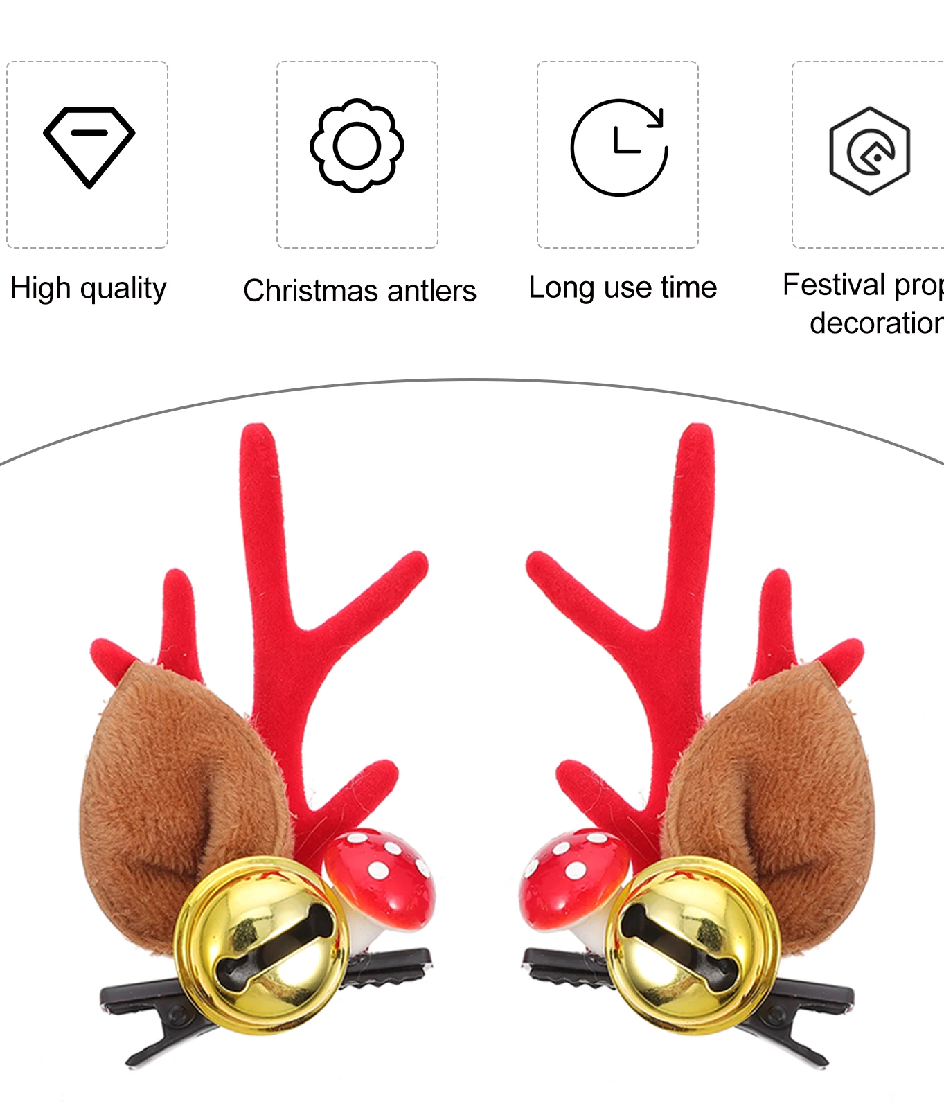 Épingles à cheveux oreilles en corne de cerf, 4 pièces, Barrette en bois d'élan, pince à cheveux de noël pour femmes, cornes d'animaux, accessoire de Costume