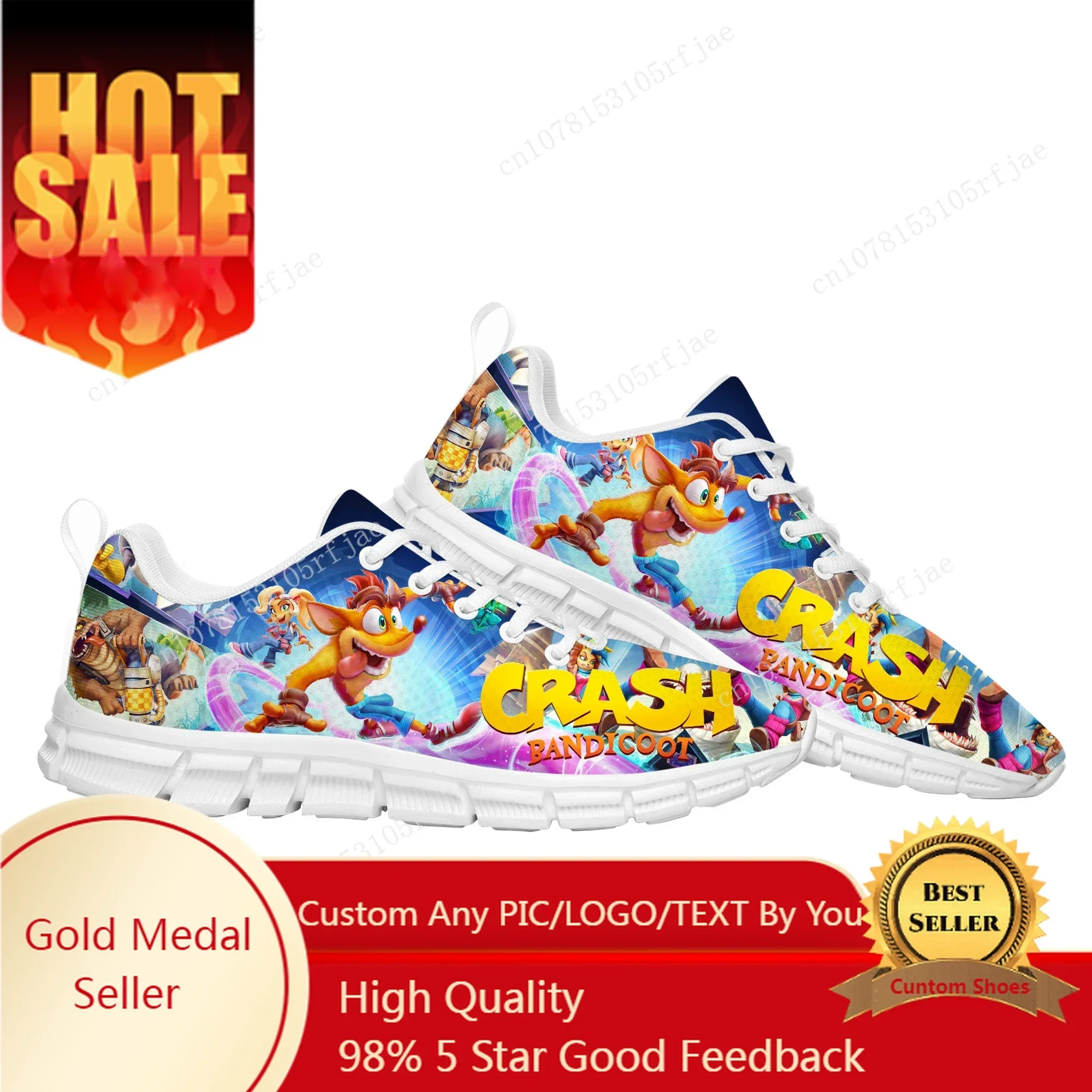 Crash Bandicoot Sports Custom Shoes Cartoon Game Men Women  Sneaker Tailor Made Couple Built Shoes