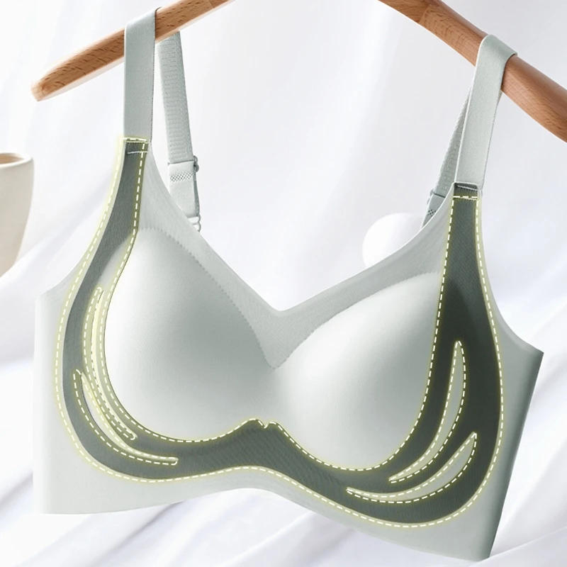 

Women Push Up Bra Seamless Anti-sagging Gather Underwear Comfortable Wireless Upper Bralette Back-beautiful Lingerie New