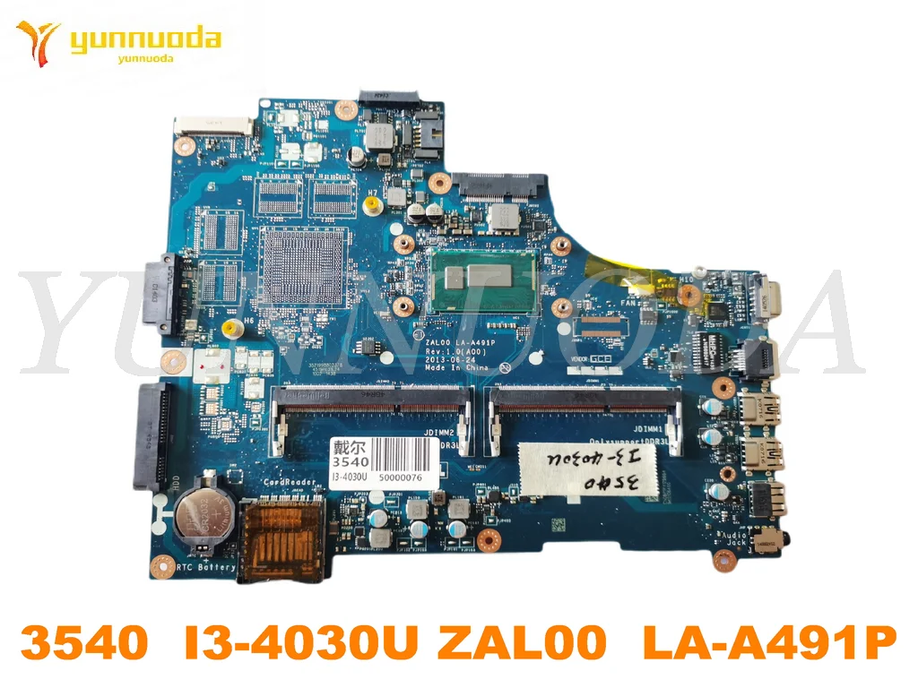 Original for DELL  3540 Laptop  motherboard 3540  I3-4030U ZAL00  LA-A491P tested good free shipping