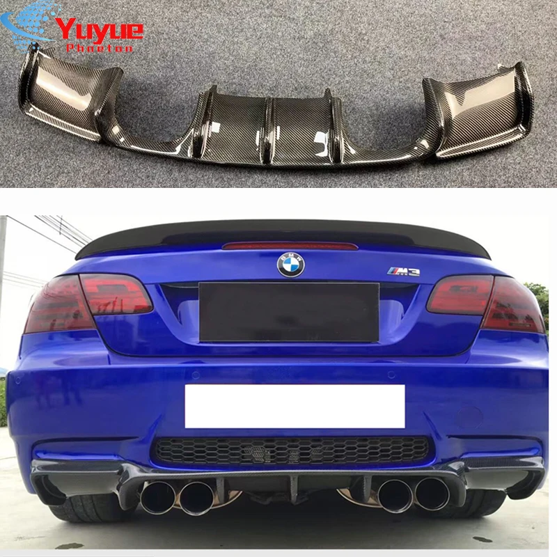 Car Styling Carbon Fiber Rear Bumper Lip Spoiler Diffuser for BMW E92 Coupe E93 Convertible M3 2008 - 2013 Non 4 Door