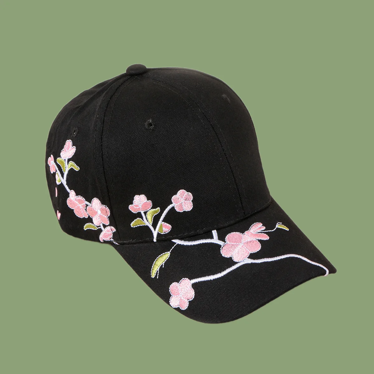 Gestickte Pflaumenblüten-Baseballmütze, Damen-Sonnenschutz-Mütze mit gebogener Krempe, einfach und modisch, Sonnenschutz im Freien