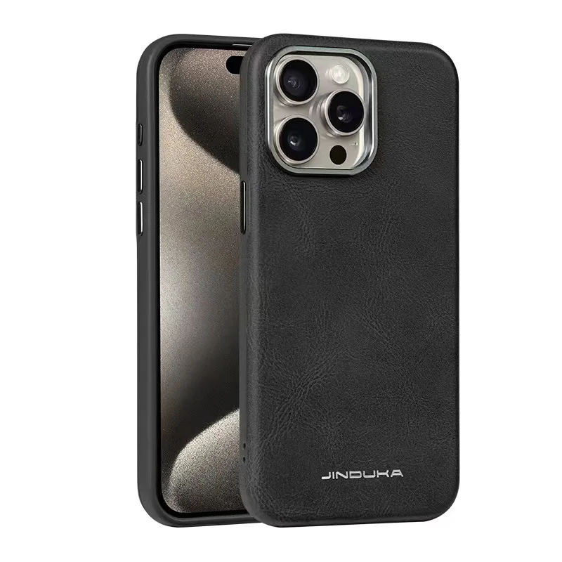 

Luxury Strong Magnetic Genuine Leather Case for iPhone 16 Pro Max 15 14 13 12 Plus Magsafe Charging Fashion Vintage Back Cover