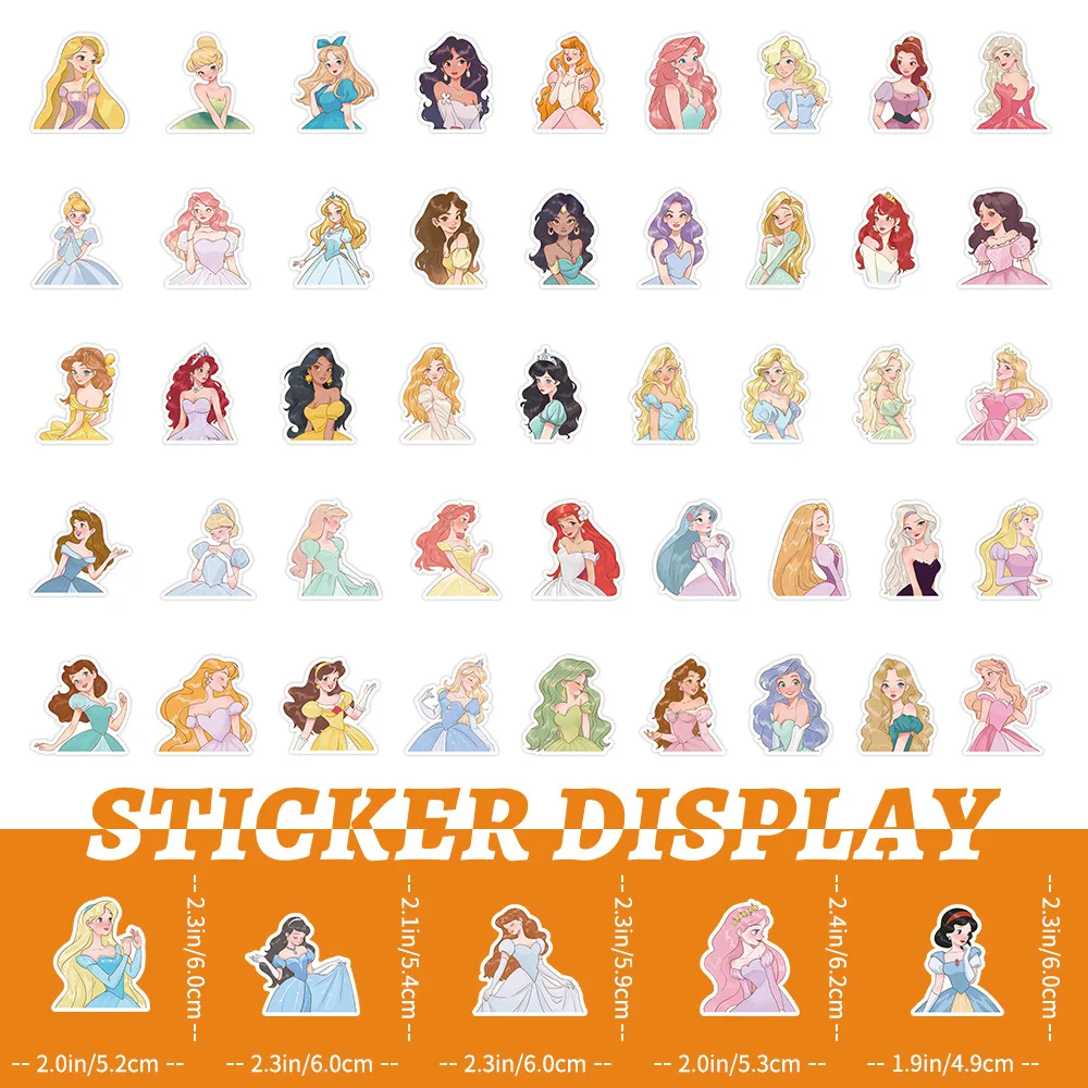 สติกเกอร์การ์ตูนเจ้าหญิง 53 ชิ้น อุปกรณ์ตกแต่งอนิเมะ สำหรับตกแต่งสมุดโน้ตและสมุดบันทึก วัสดุทำมือ กันน้ำ ของขวัญ