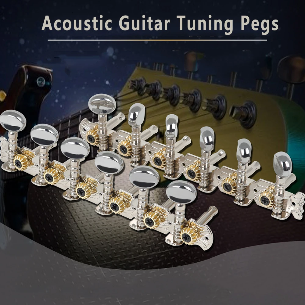 12 String Folk Guitar Tuning Pegs Tuners 6L 6R Metal Machine Heads String Tuning Pegs Acoustic Guitar Instrument Accessories