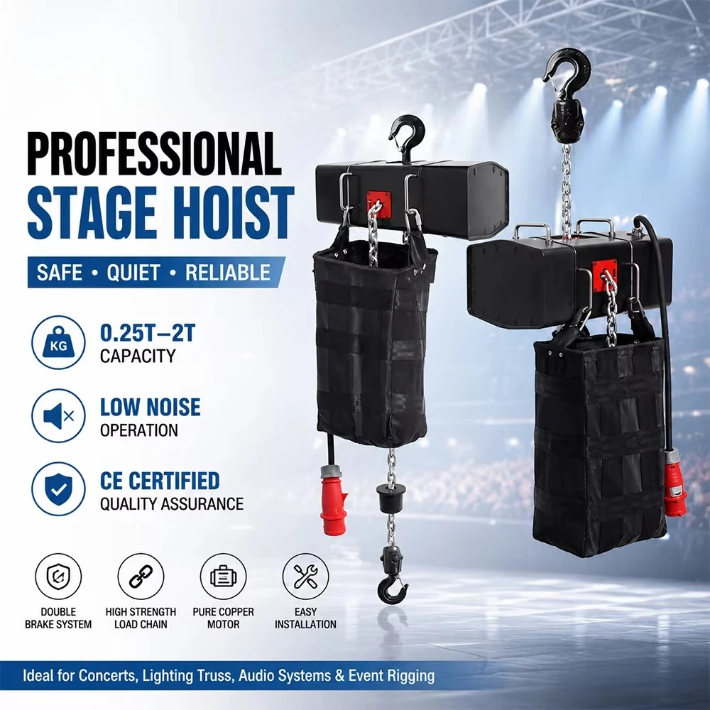 

System Electric Hoist 380V 500kg 1 Ton 2 Ton Capacity Metal Stage Chain 6m New for Concert and Event Rigging Applications