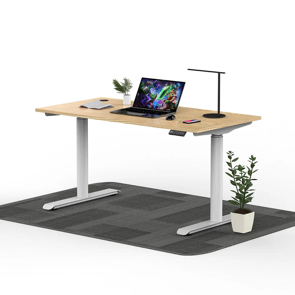 

Home Office Electric Height Adjustable Uplift Table Ergonomic Sit Standing Motor Desk Dual Motor Round Leg Desk Frame