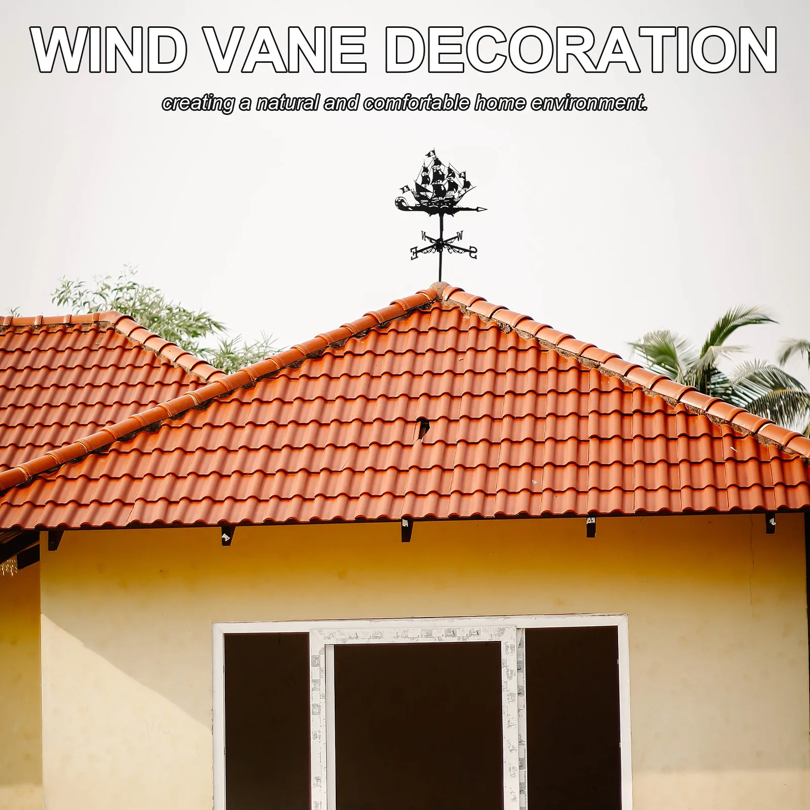 Pirate Ship Weather Vane Metal Decorative Wind Vane Outdoor Garden Yard Roof Mounted Weathervane Wind Indicator