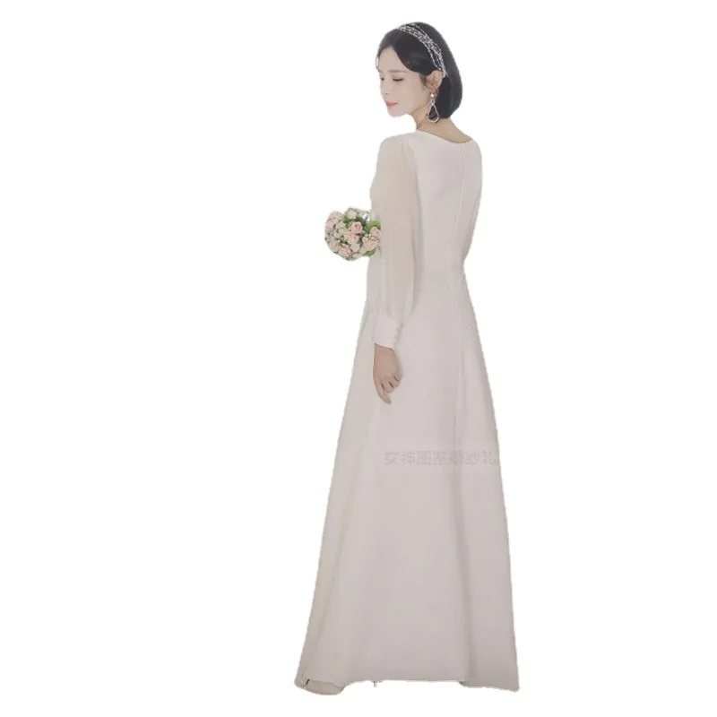 Z25-Robe de Mariée Légère en Satin, Simple, Mariée Française, Séance de Voyage, Hors de la Forêt Mensuelle, Nouvelle Collection